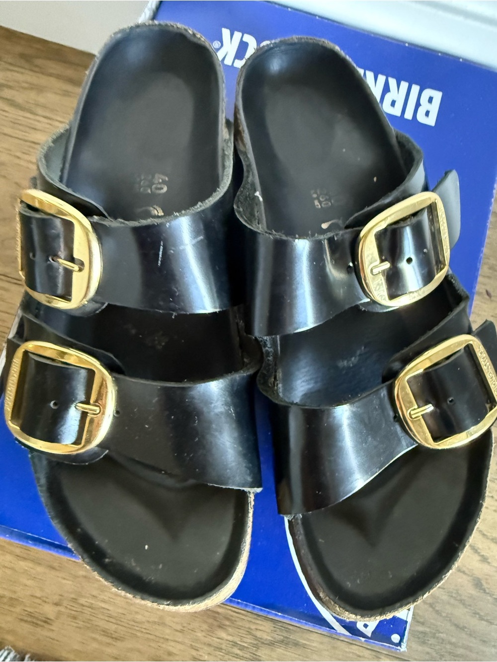 Birkenstock Big Buckle High Shine Black Arizona Sandals - Picture 6 of 14